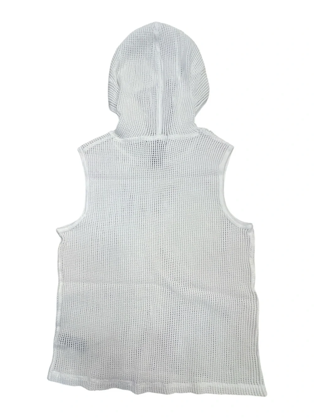 Lauren Ralph Lauren Women's White Fishnet Knit Sleeveless Hoodie Top Size L